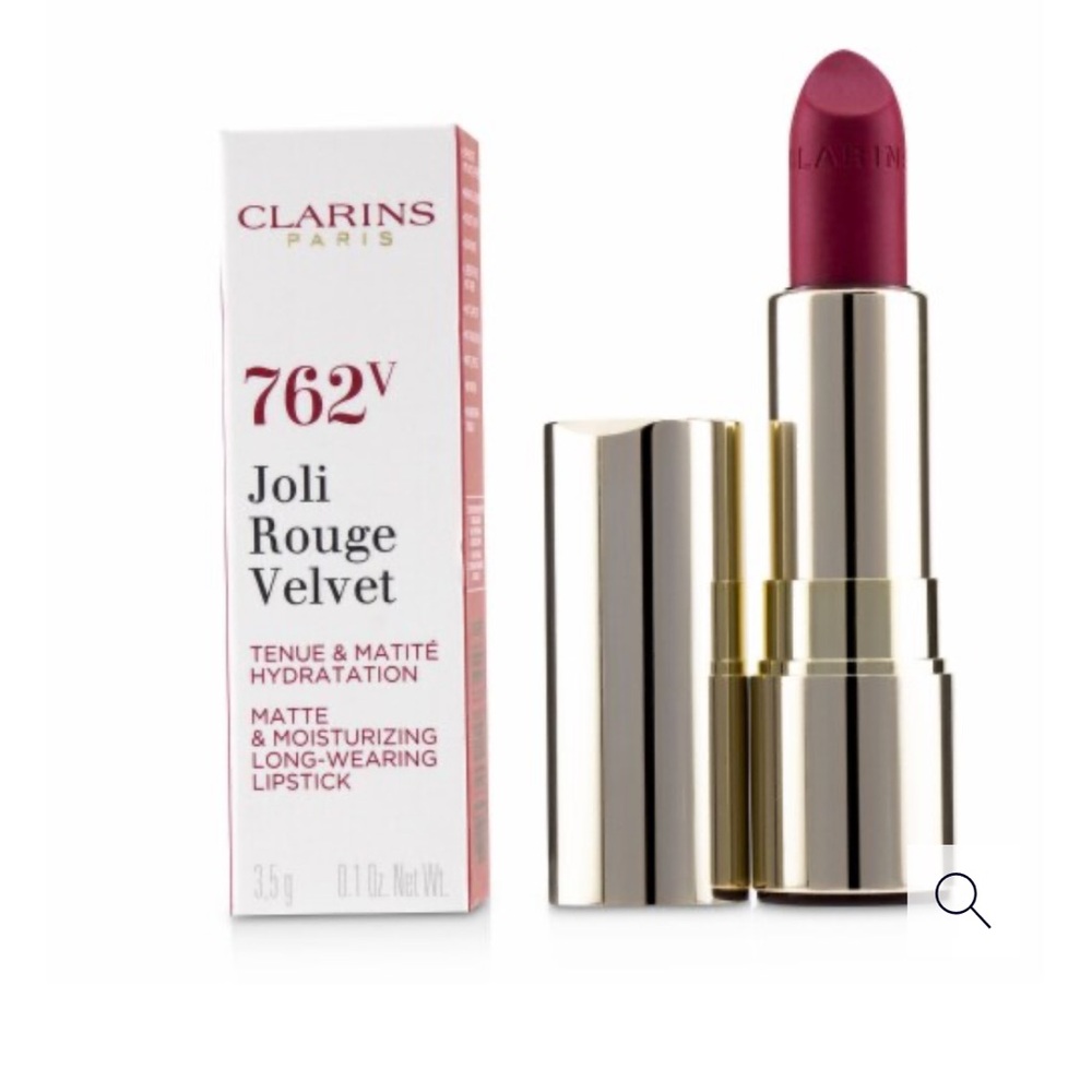 Clarins 762V Joli Rouge Velvet Lipstick - Deep Red